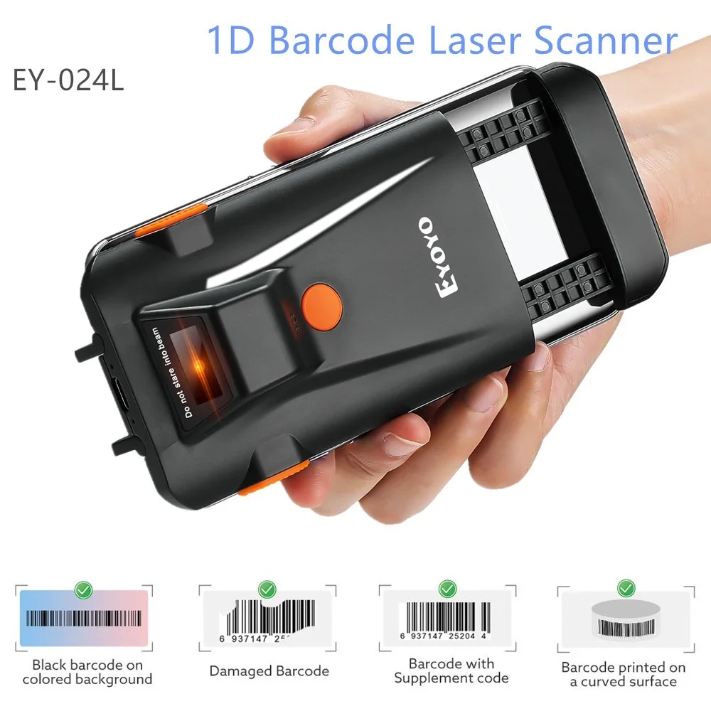 2025 EY-024L1D 2D Back Clip Bluetooth Barcode Scanner Phone Portable Barcode Reader Data Matrix 1D Scanner Windows/Android/ iOS