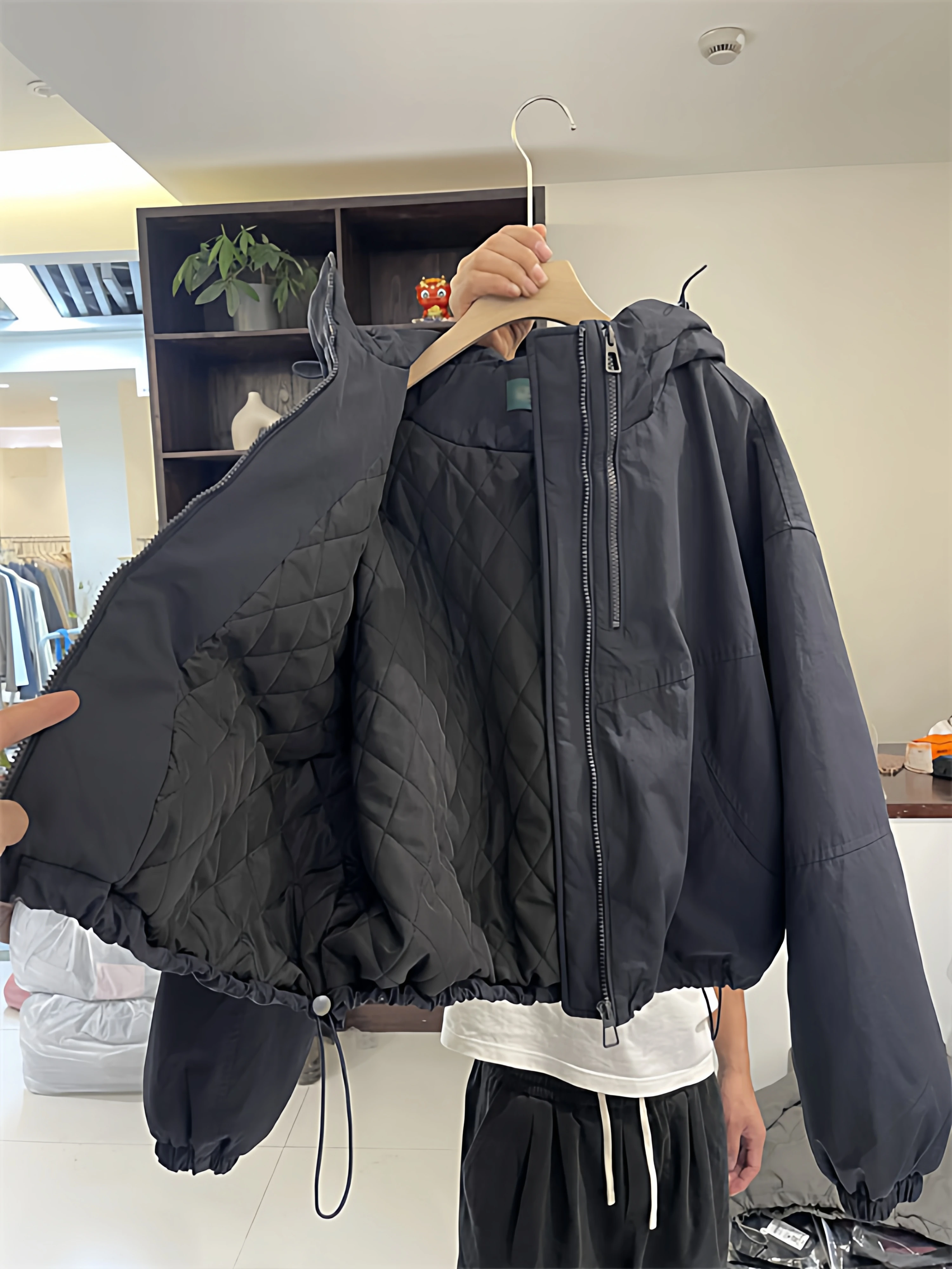 Women's Casual Style Thickened Cotton Padded Jacket Autumn Winter Coat with Hood Drawstring Korean Version Short Outerwear