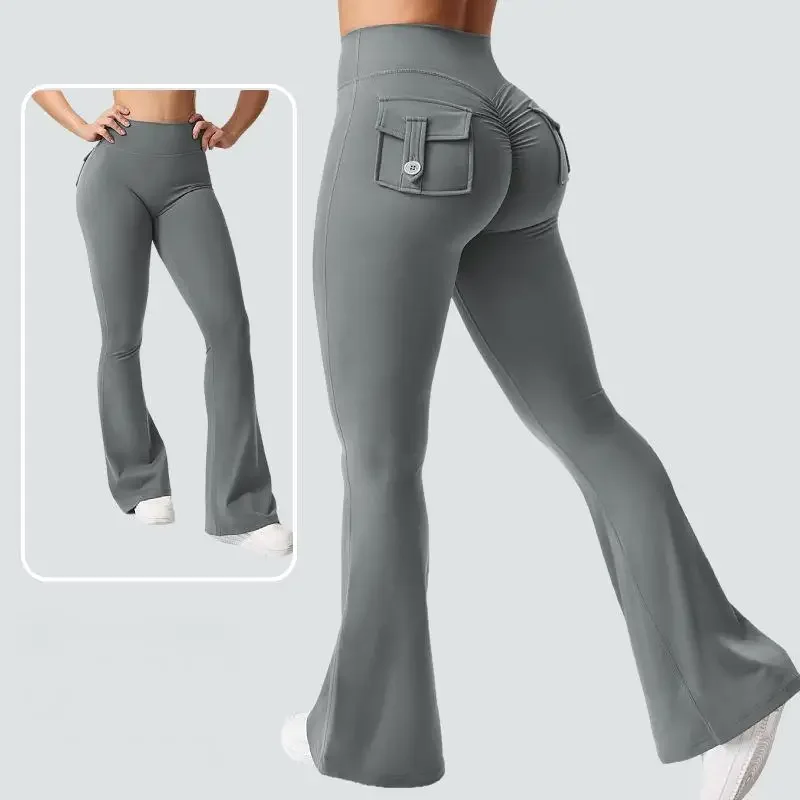 

Women Flare Pocket Leggings High Waist Sport Yoga Pants Quick Dry Breathable Leggings Outfit Fitness Gym Clothes Sportwear Pant
