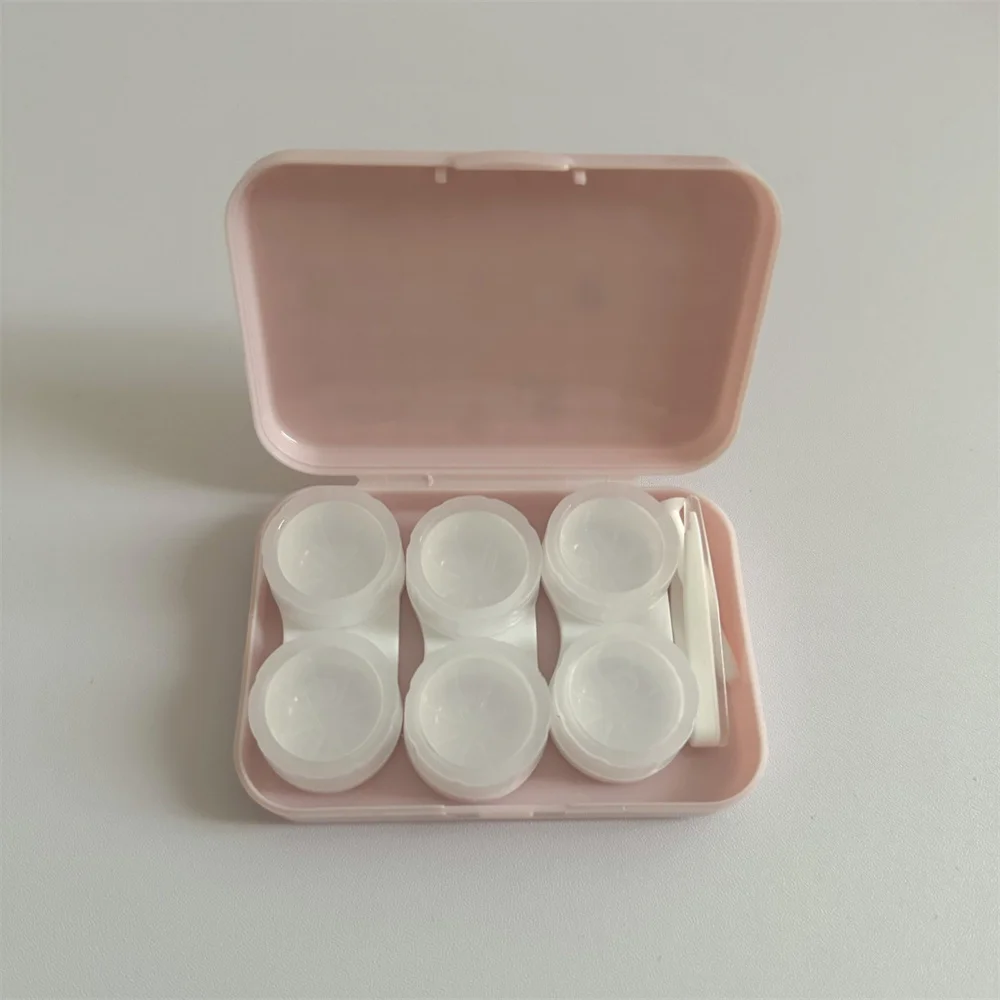 INS Sweet Cartoon Large Capacity Contact Lens Cases for Girl Cute Plaid Puppy Kitten Lens Box Portable Eye Contact Organizer