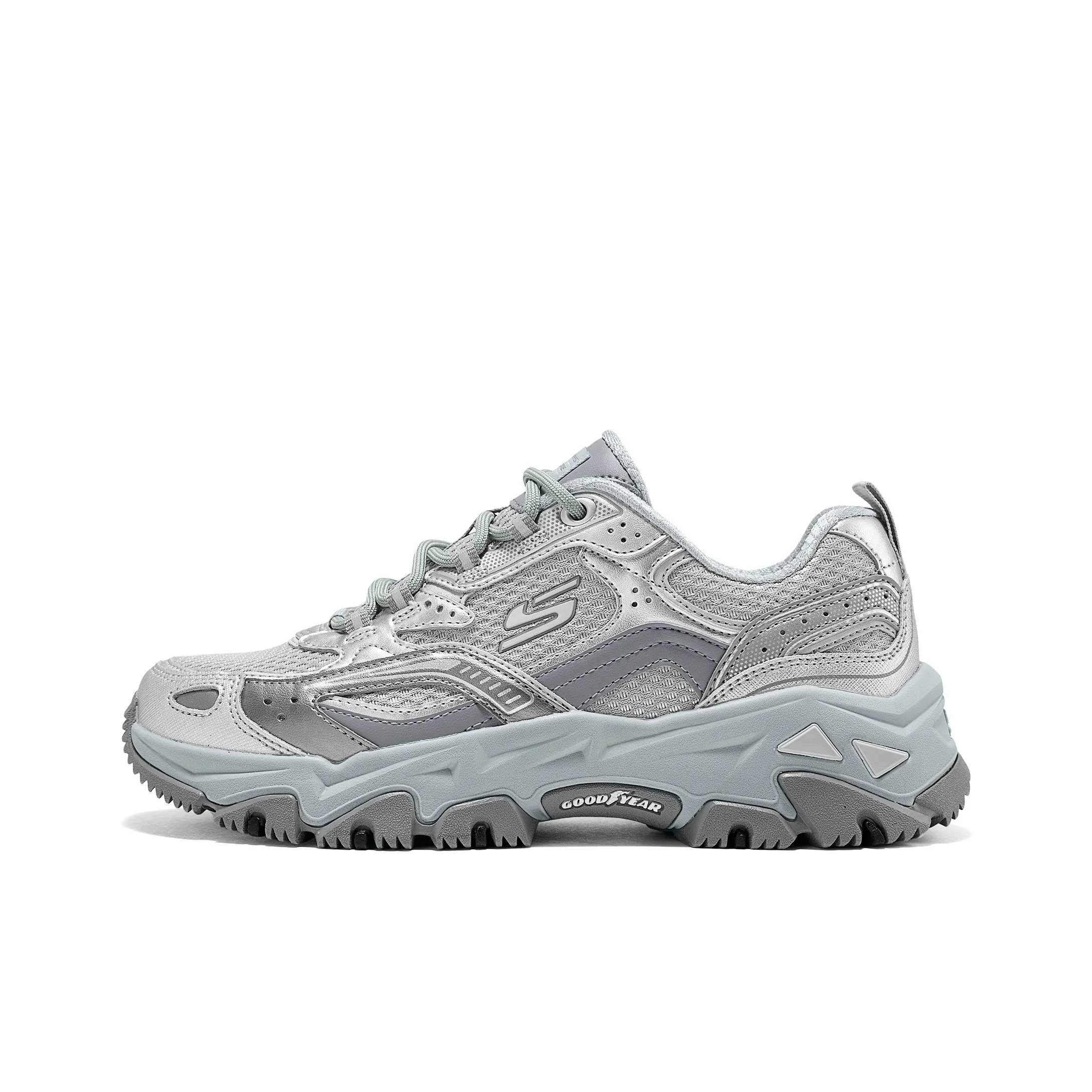 Skechers Cushioning Abrasion Resistant Breathable Low top Outdoor Shoes Women's Silver Gray 180330-SLGY