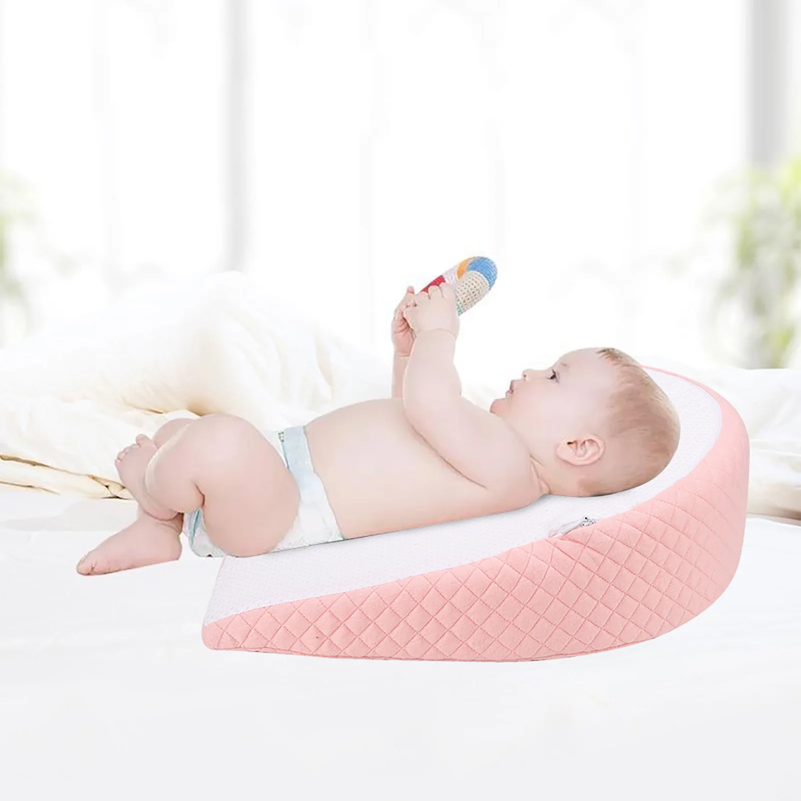 Newborn Slope Pillow Positioning Baby AntiReflux Pillow Feeding AntiSlip Polyester and Non‑slip Cloth Pillow