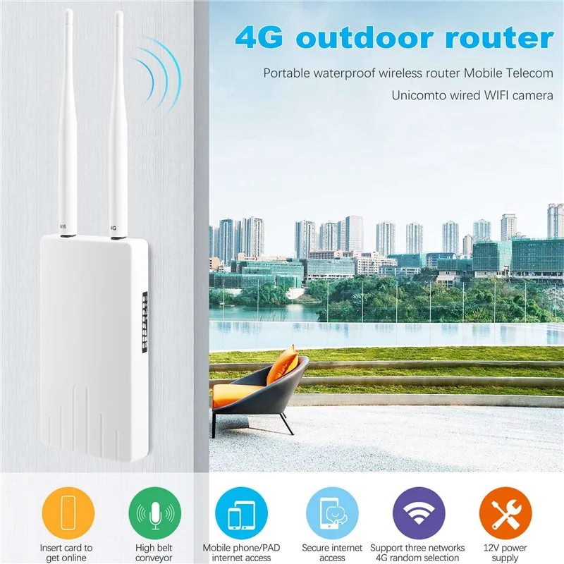 

AB68 4G LTE Wireless AP Wifi Router Hotspots CAT4 Outdoor LAN WAN SMA Antenna SIM Card Slot Unlock Modem Cpe Broadband
