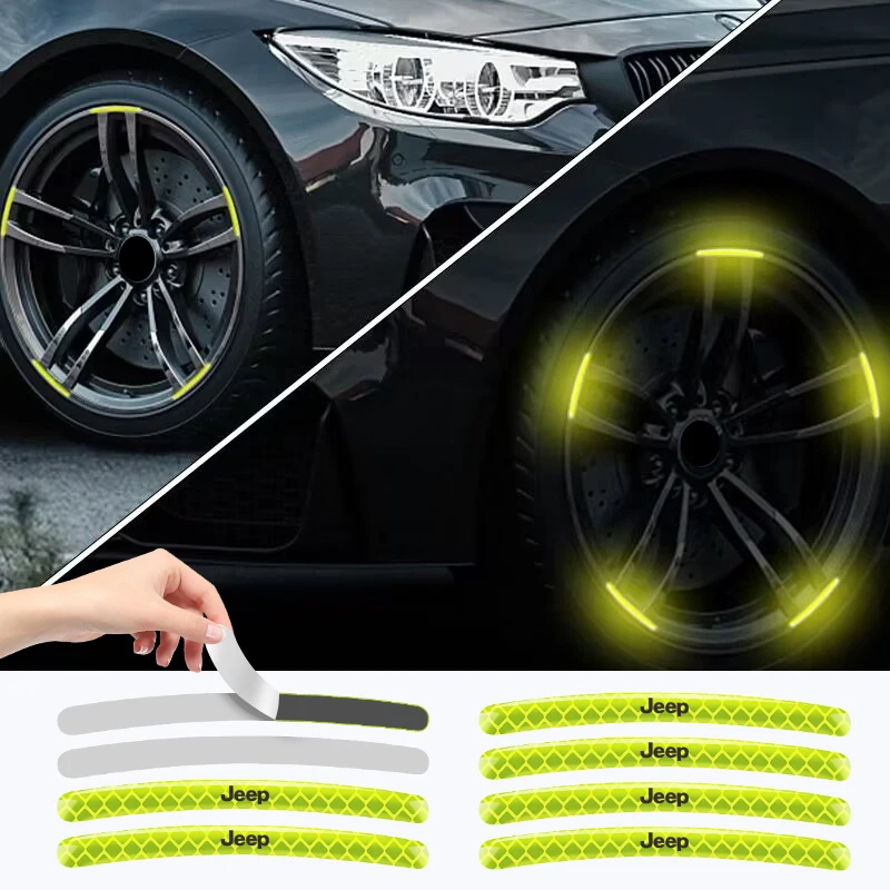 

Luminous Car Wheel Hub Stickers High Reflective Stripe Tape For Jeep Renegade Compass Grand Cherokee Wrangler JK Commander