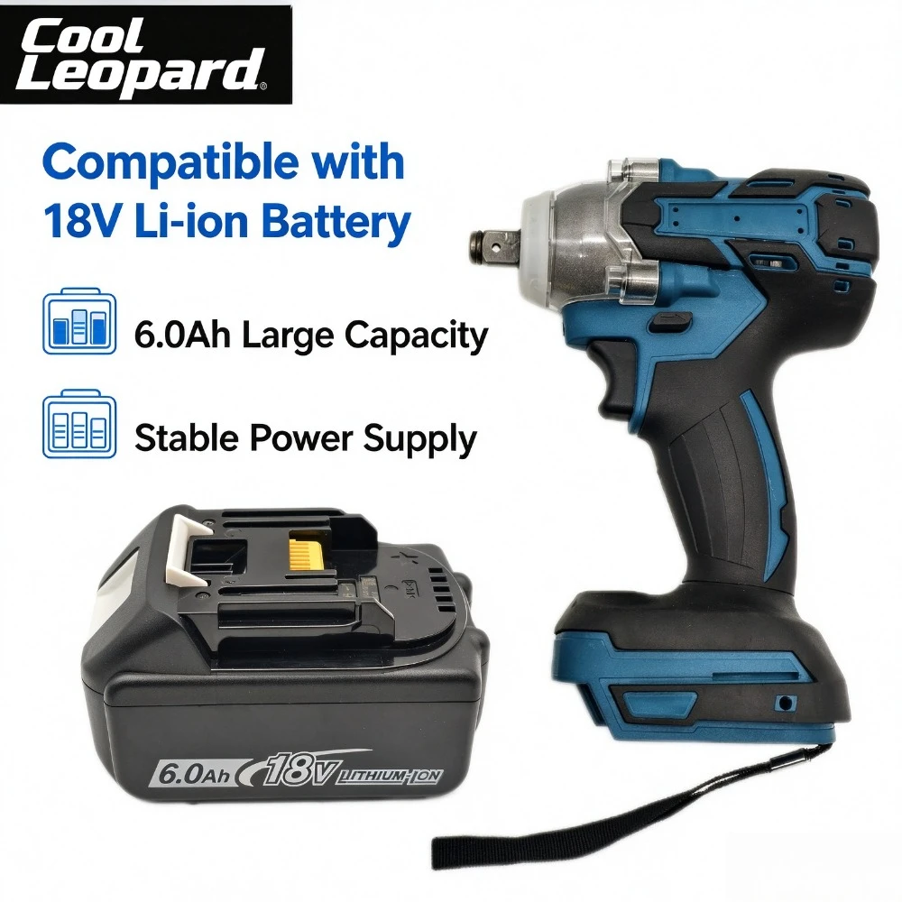 18V 6.0Ah Li-ion Rechargeable Battery, Replacement Lithium Battery, Match with Cordless Impact Wrench, Buy Together Save More