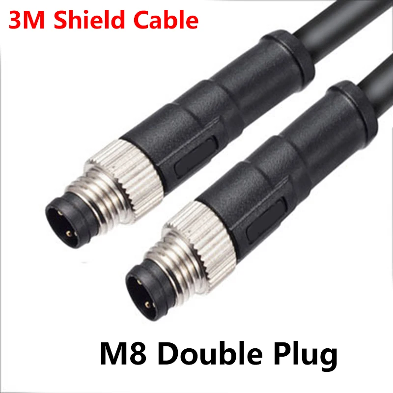 M8 3M PUR/PVC Shield Cable Double Plug Male To Female Electrical Power Adapter 3P 4P 5P 6P 8P Waterproof Aviation Connector