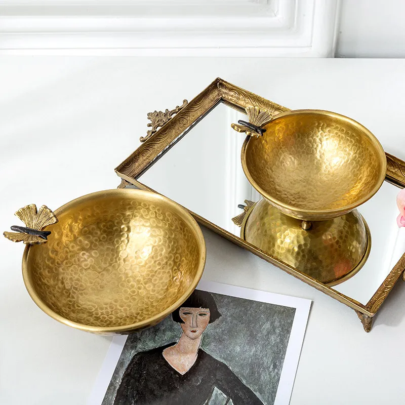 Home Retro Brass Butterfly Bowl, Creative Handmade Decoration, Dried Fruit Storage Bowl