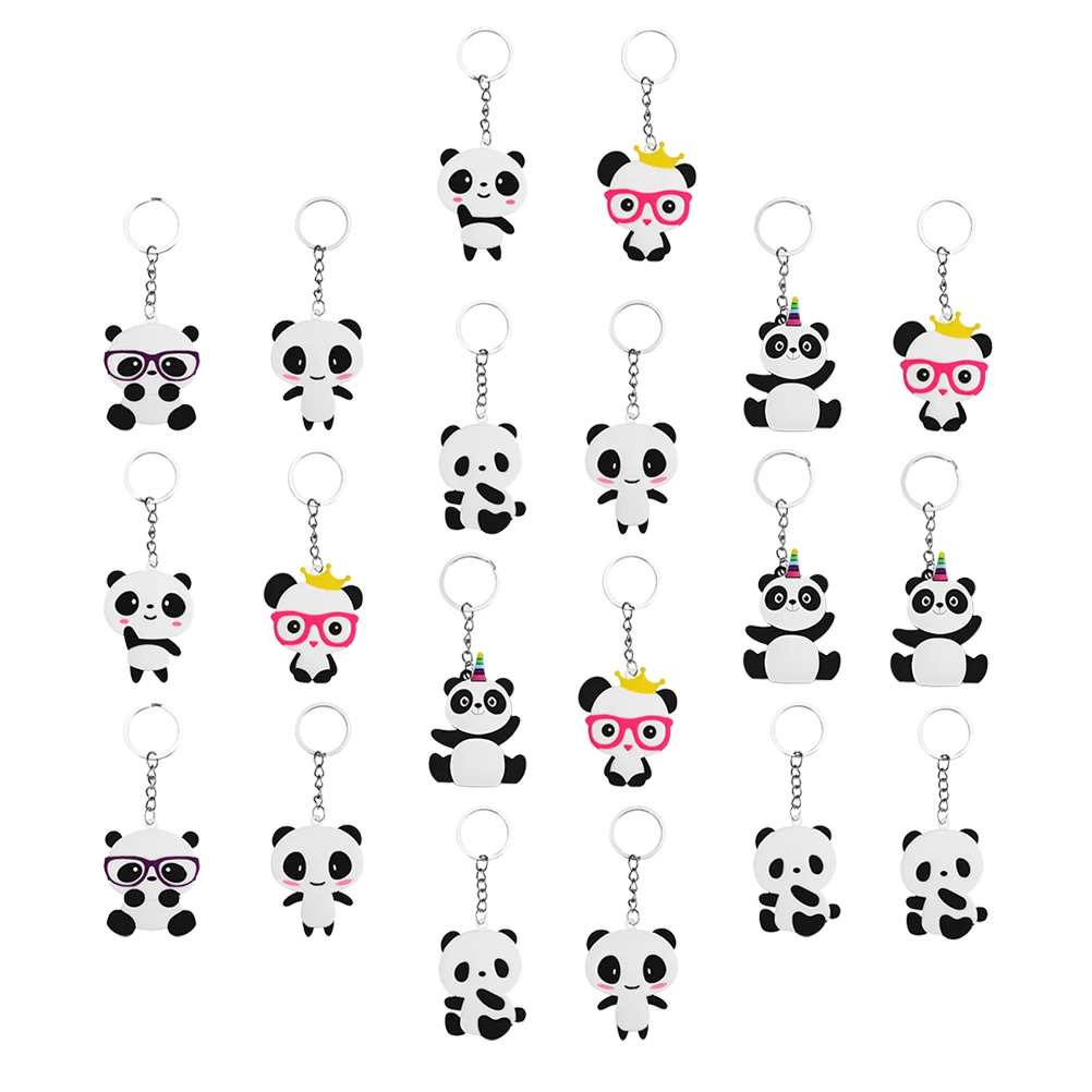 20 Pcs Key Chain Panda Pendant Bag Hanging Ornament Keychain Decor Backpack Lightweight Keyring Multipurpose Pvc