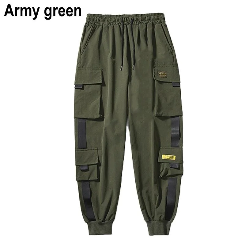 Pantalon cargo à poches noires pour hommes, jogging Harem, pantalon de survêtement Harajuku, pantalon Hip Hop DulfjMens