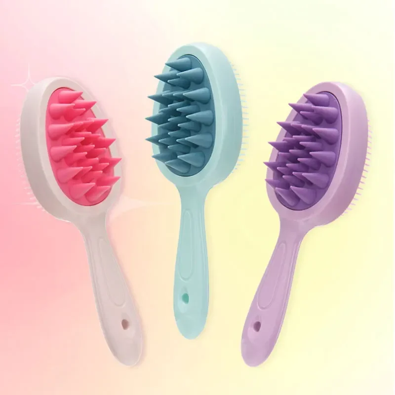 Peignes de massage du cuir chevelu en silicone souple à long manche, brosse à shampooing, nettoyage de la tête