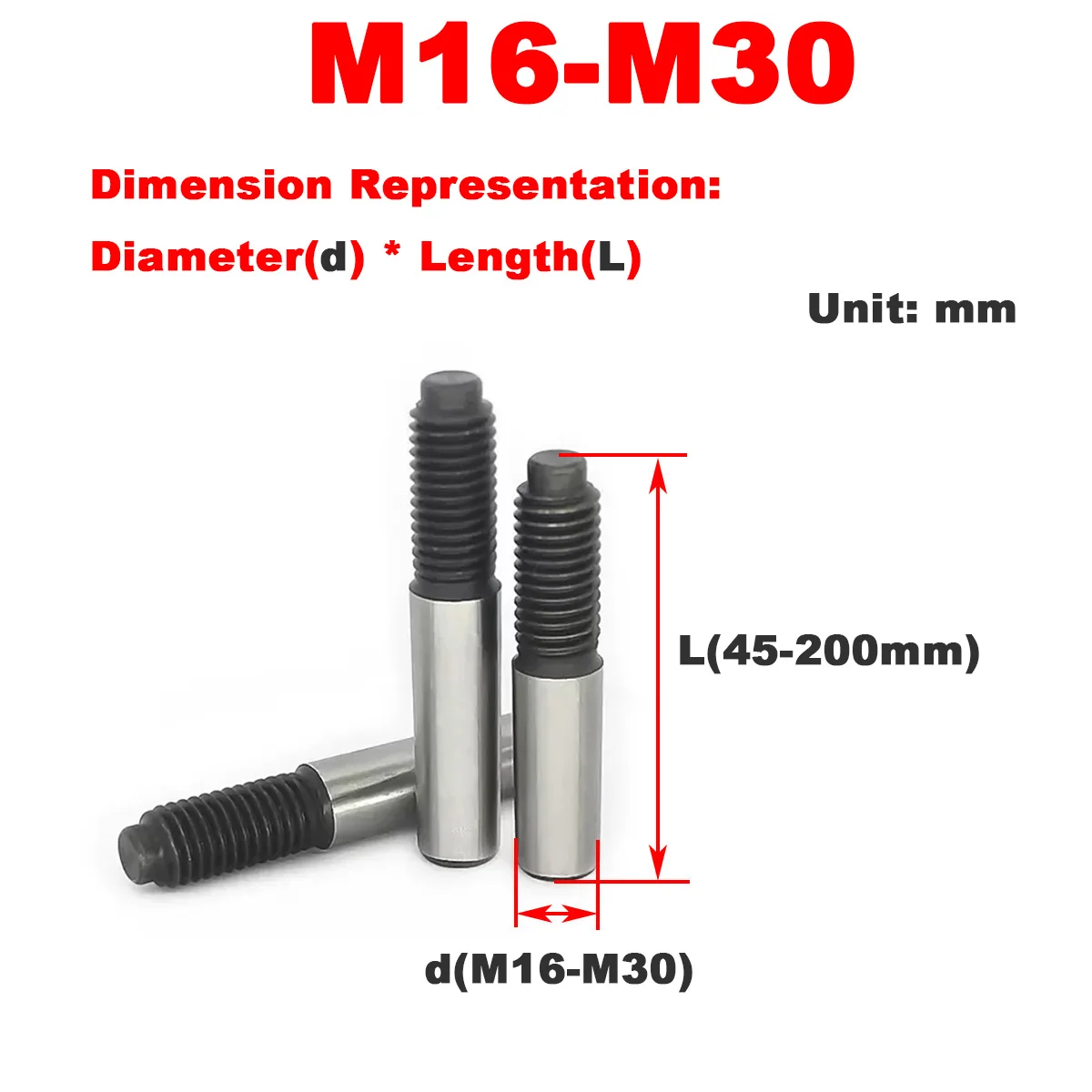 High Strength 45 # Steel Quenched External Thread Tail Taper PinM16M20M25M30
