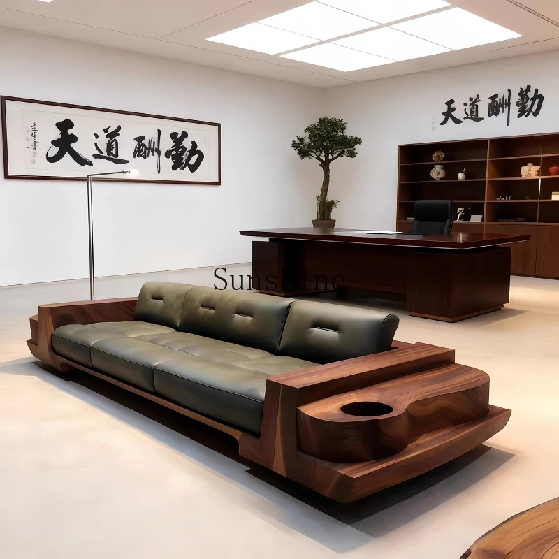 

Solid wood modern simple multi-person straight-row sofa office high-end custom furniture