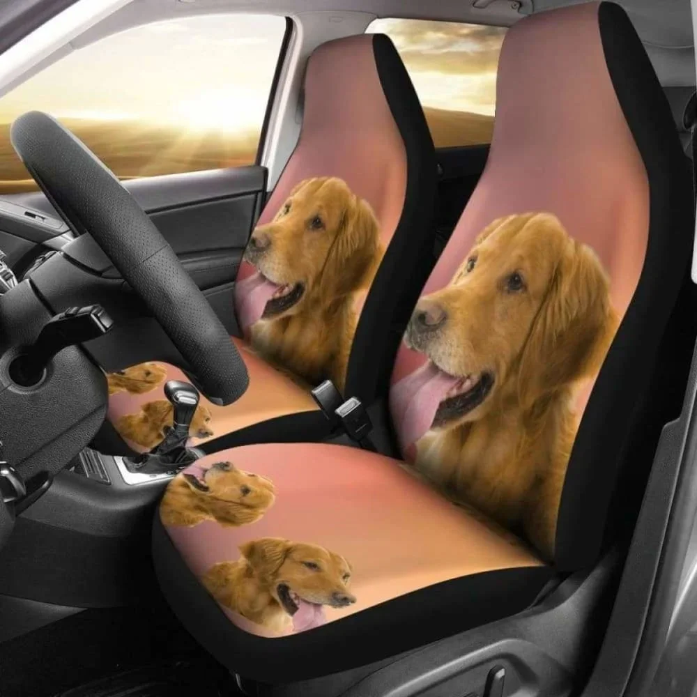 Golden Retriever Car Seat Cover 115106,Pack of 2 Universal Front Seat Protective Cover