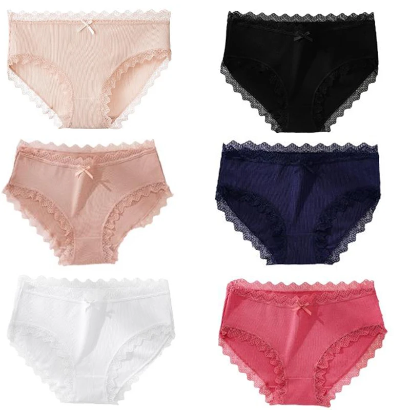 

M-2XL Lace edge women's panty briefs Pure cotton antibacterial for girls Panty Stretch