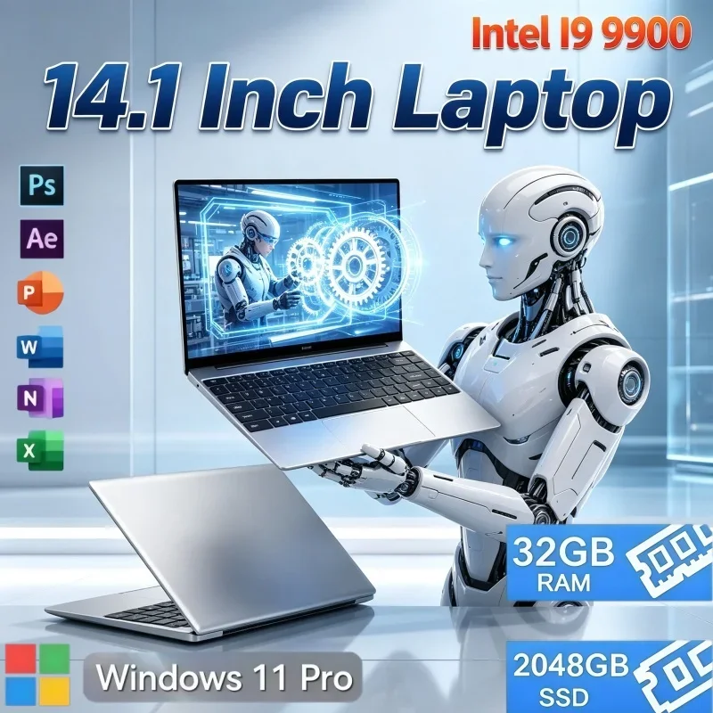 32GB RAM 2TB SSD 14.1 Inch 2026 Hot Notebook Intel Core i9‑9900 Windows 11 Ultra‑Thin Portable Laptop For Business Use