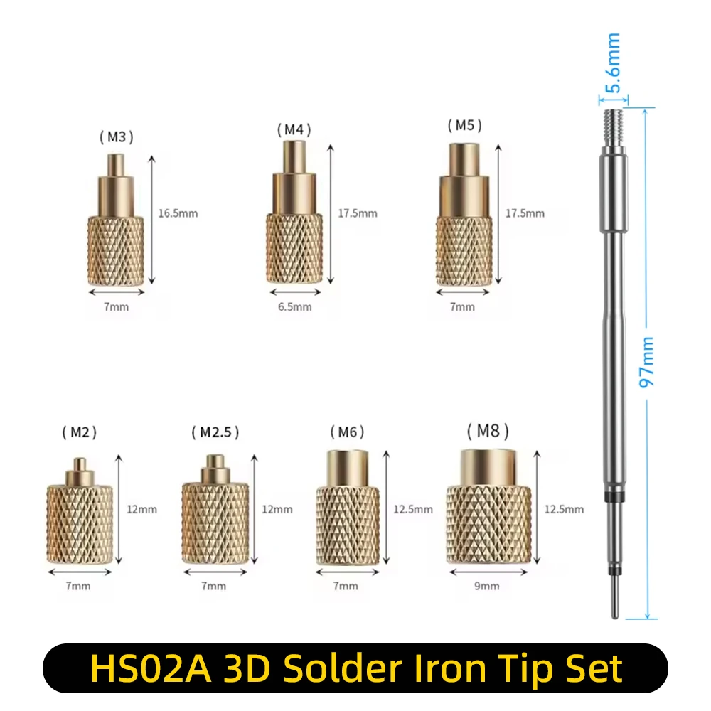 FNIRSI HS02A 3D Hot Melt Moer Afdrukken Gespecialiseerde Soldeerbout Interne Draad Drukkop Ingebedde Moer Inbrengen Kit