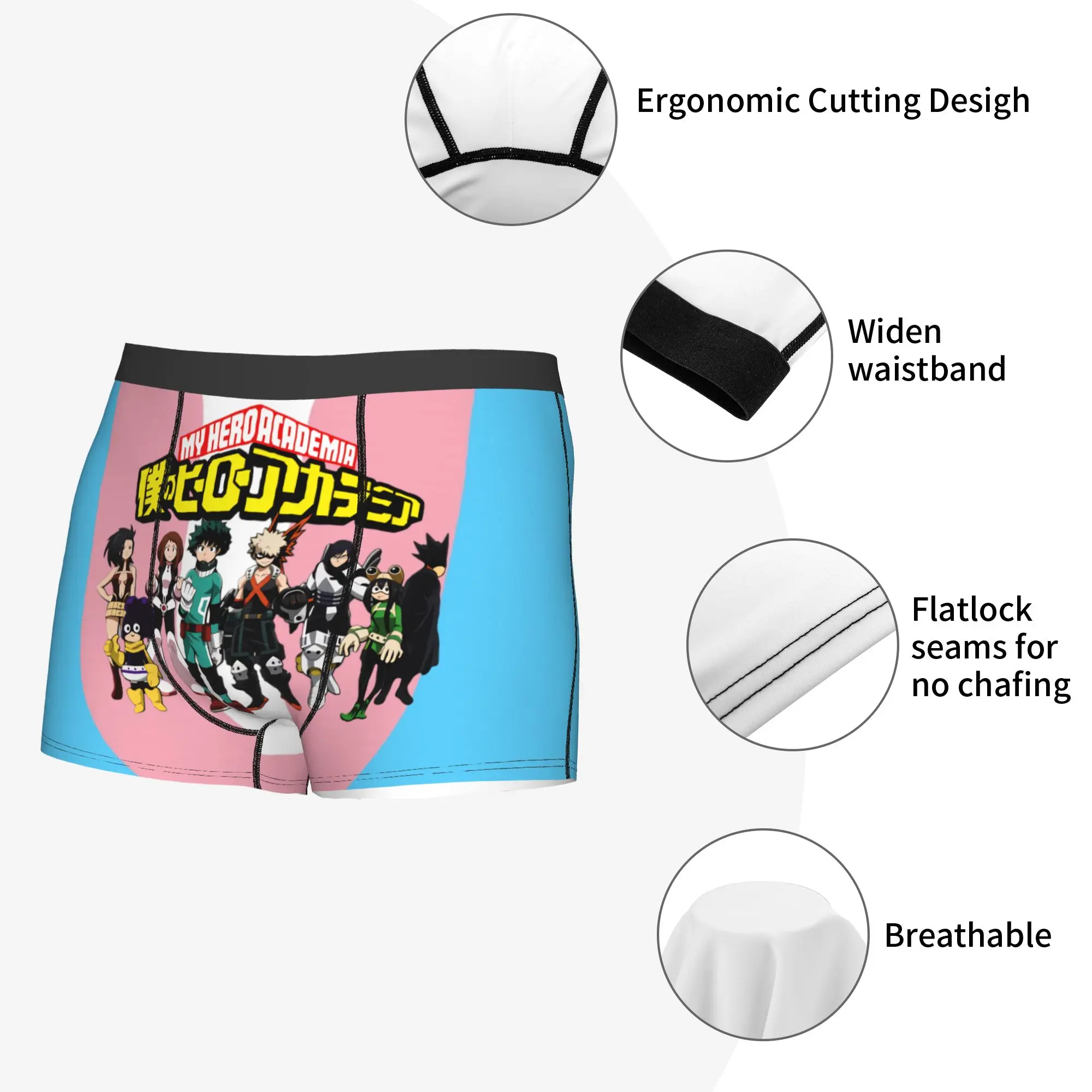 My Hero Academia Trans Pride Flag Drip Boxer Shorts For Homme Lesbian LGBT Gay Pride Underwear Panties Briefs Stretch Underpants view 5