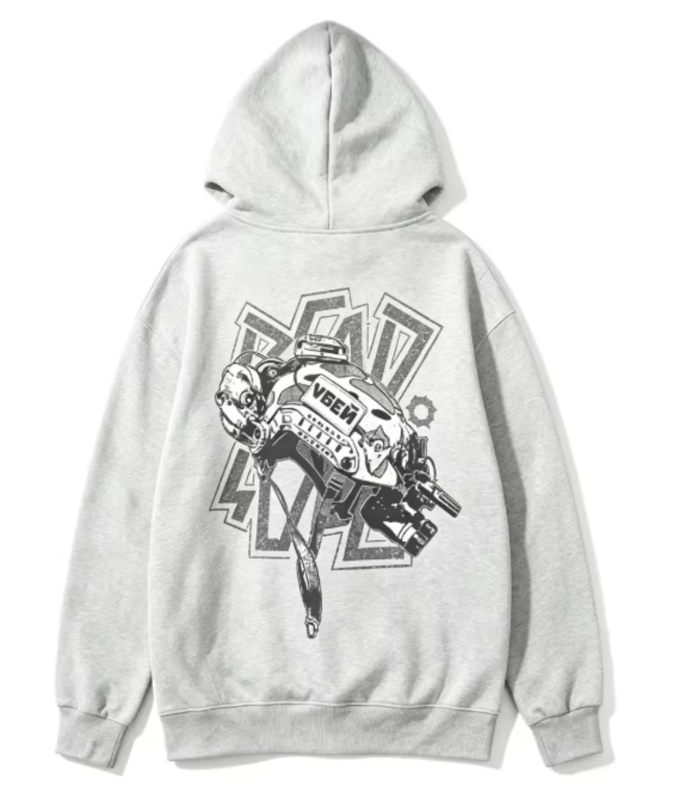 2026 Cyber Mechanic Graphic Hoodie Pure Cotton Long Sleeve Casual Street Hooded Sweatshirt, Pullover Hoodie