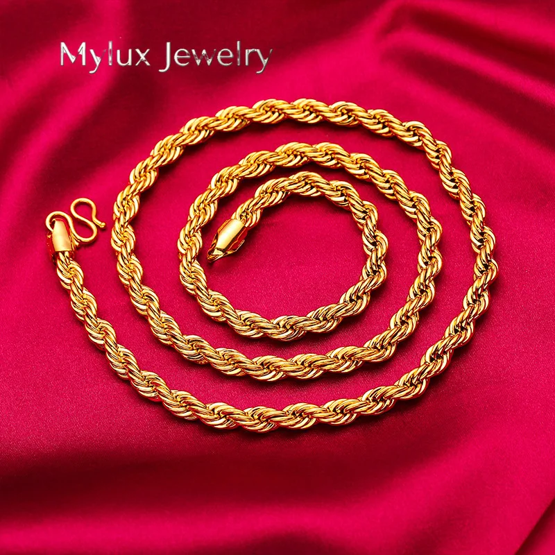 

Mylux Jewelry Men 24K Gold AU999 Pure Gold Dragon Head Twist Chain Necklace - Solid durable, 3D plump, non-deformable