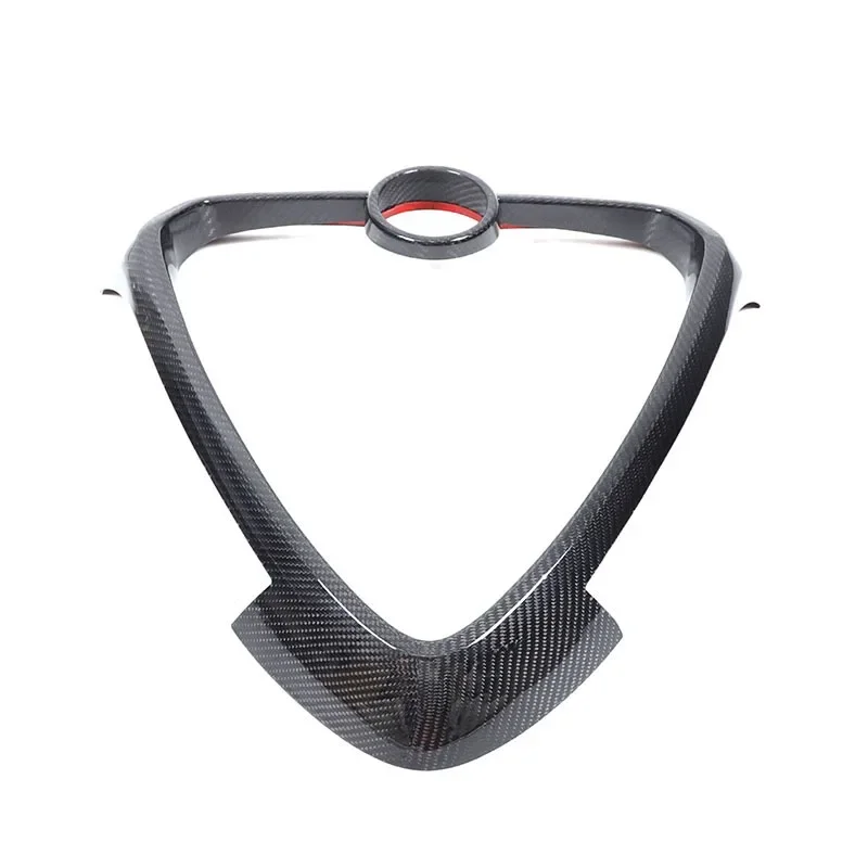 Real Carbon Fibre Car Front Bumper Grille V Shape Frame Cover Trim Logo Decorative Ring For Alfa Romeo Tonale 965 2022-2024