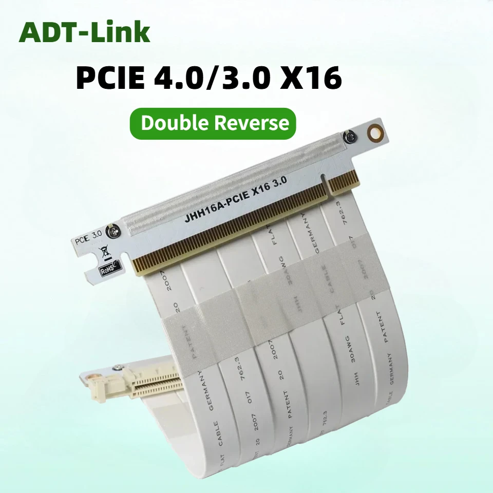 Full Speed 4.0 PCIe3.0 x16 Riser Cable White GPU Extension Wire Double Reverse PCIe 4.0 3.0 X16 Gen4/3 Flexible GPU Riser ITX A4
