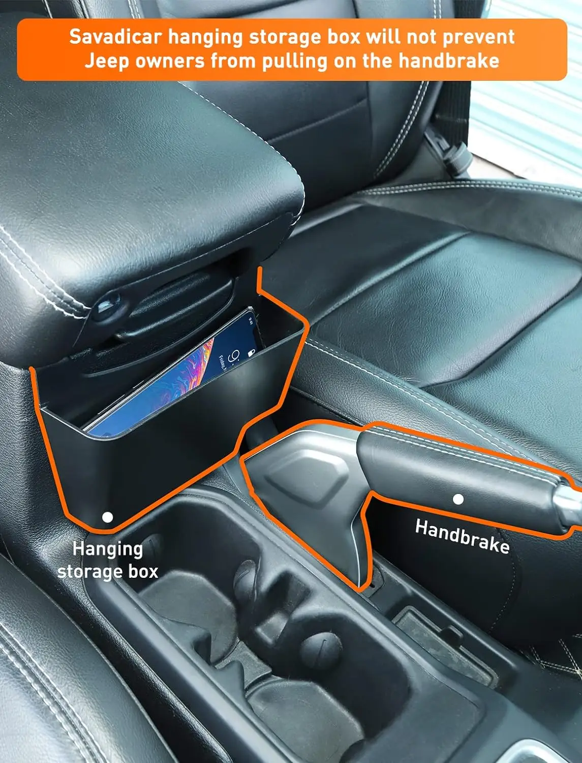 Center Console Hanging Storage Organizer, Armrest ABS Tray for 2018-2024 Jeep Wrangler JL JLU 4XE and Jeep Gladiator JT