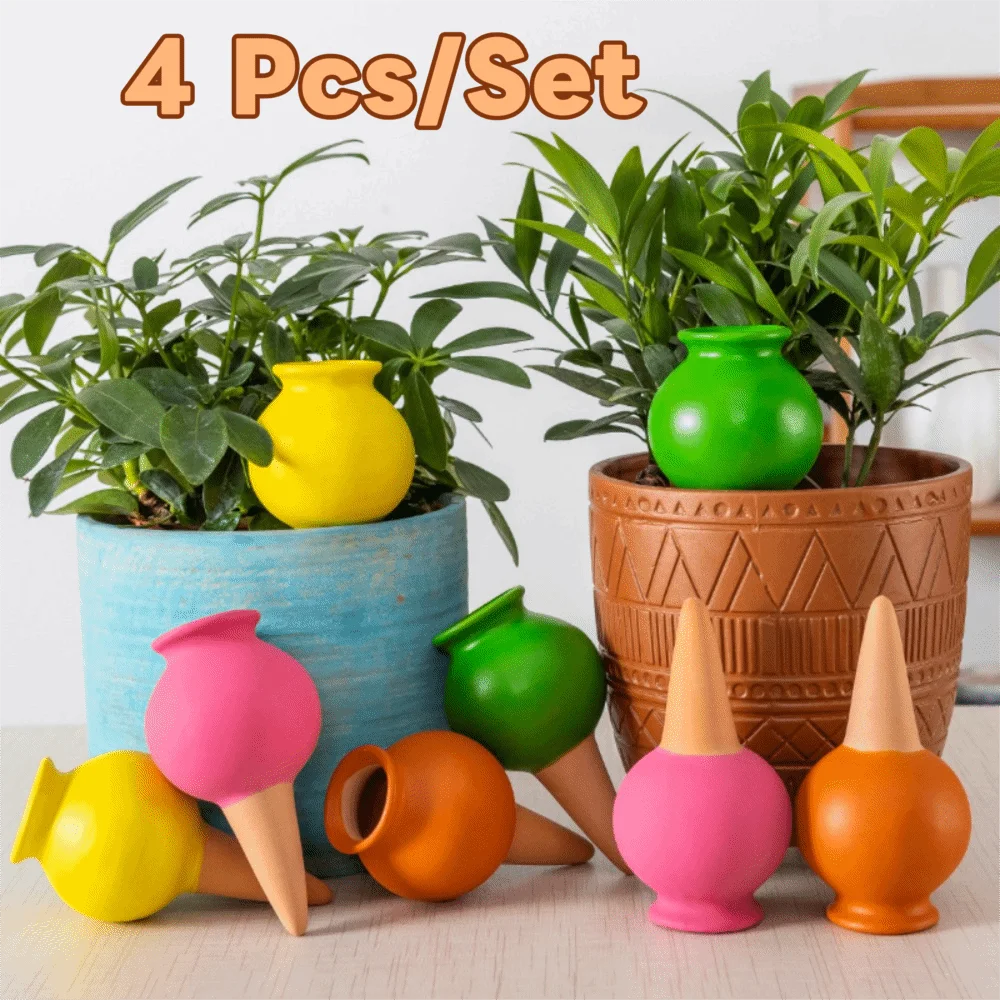 4PCS Self Watering Potted Plant Drip Irrigator Ceramics Breathable Automatic Plant Dripper Water-saving Conical Plug Rod