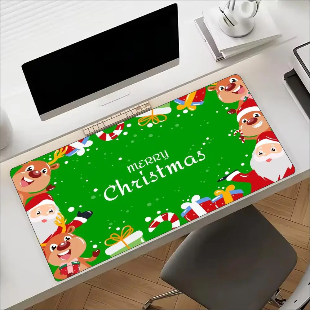 Christmas Reindeer Snowflake Bells XXL Mouse Pad Non Slip Rubber Base HD Print Large Desk Mat for Merry Holiday Office Desk