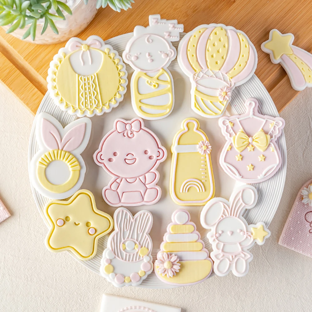 Girl Baby Shower Cake Decorating Tools Cookie Stamp Embosser Biscuit Cutter Fondant Sugarcraft Cookie Cutters Mold Cake Mould