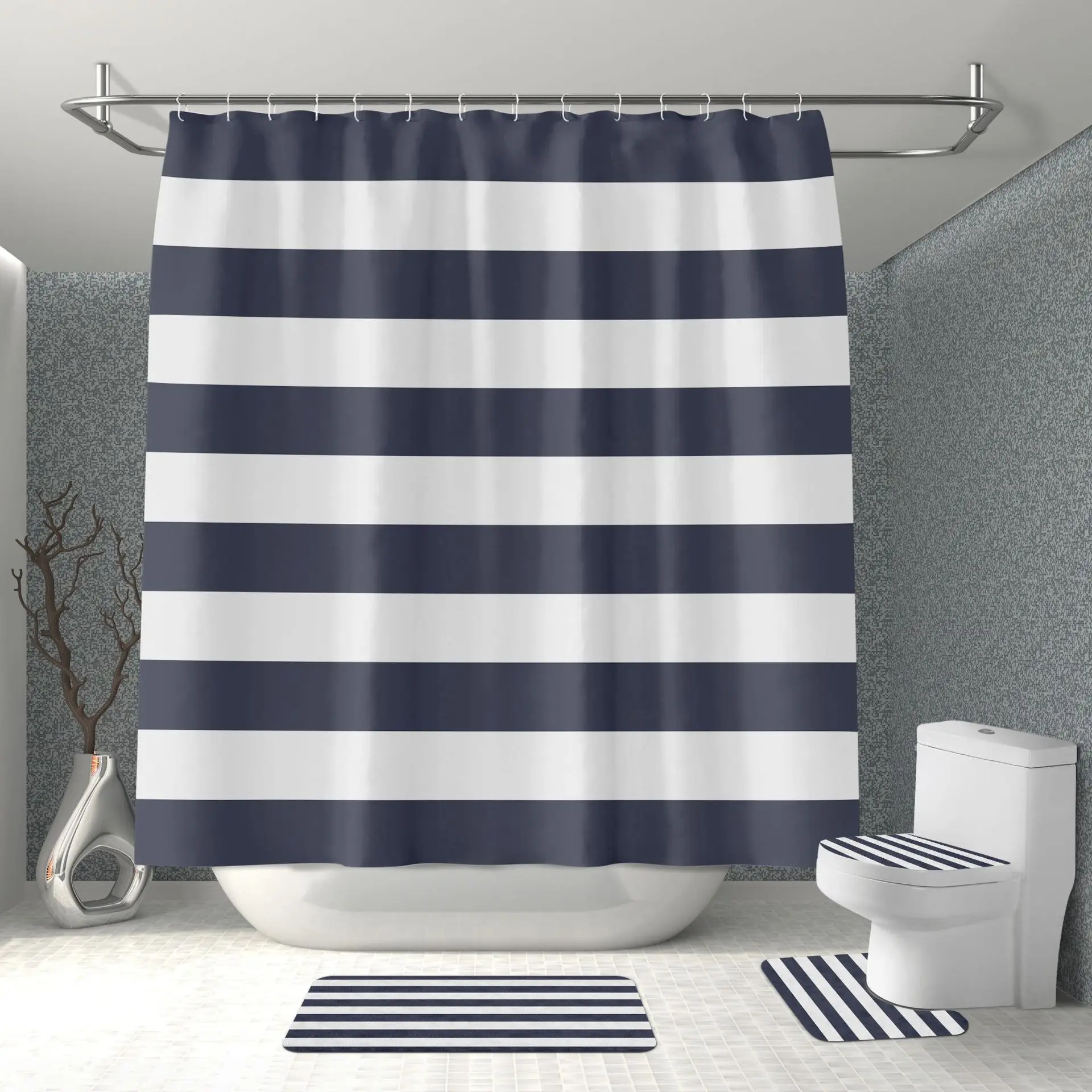 Household Waterproof Piano Shower Curtain For Bathroom Durable Mildew Proof Bath Curtain Geometric Bathtub Curtains Home Decor