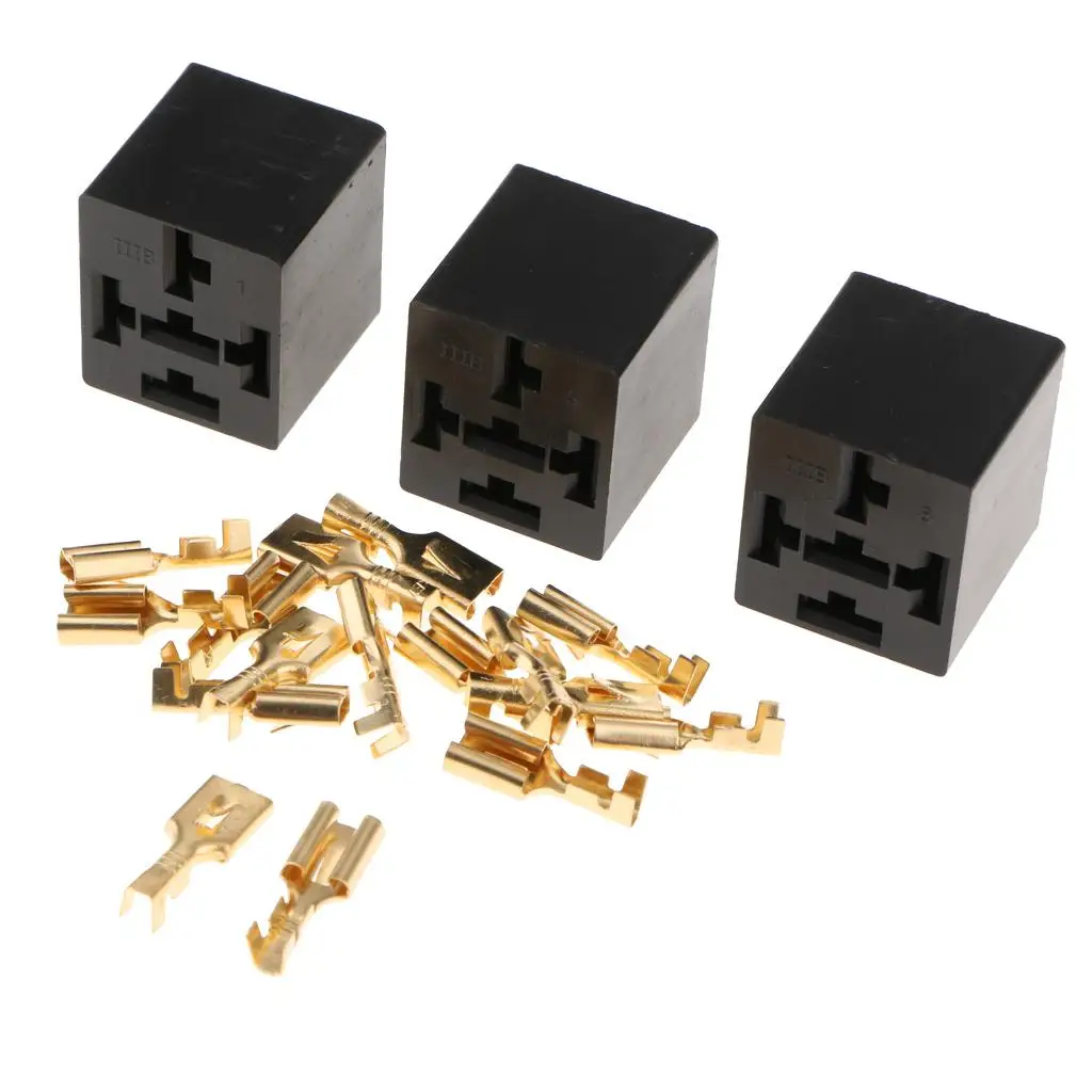 Relay Socket Automotive 5 Pin Car Relay Harness Socket 40 Amp Relay Holder with Terminals for Universal Use
