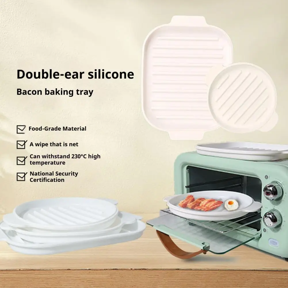Transparent Lid Baking Tray Bun Machine Ergonomic Bun Maker Machine Microwave Bacon Tray Set for Easy Baking Cooking for Oven