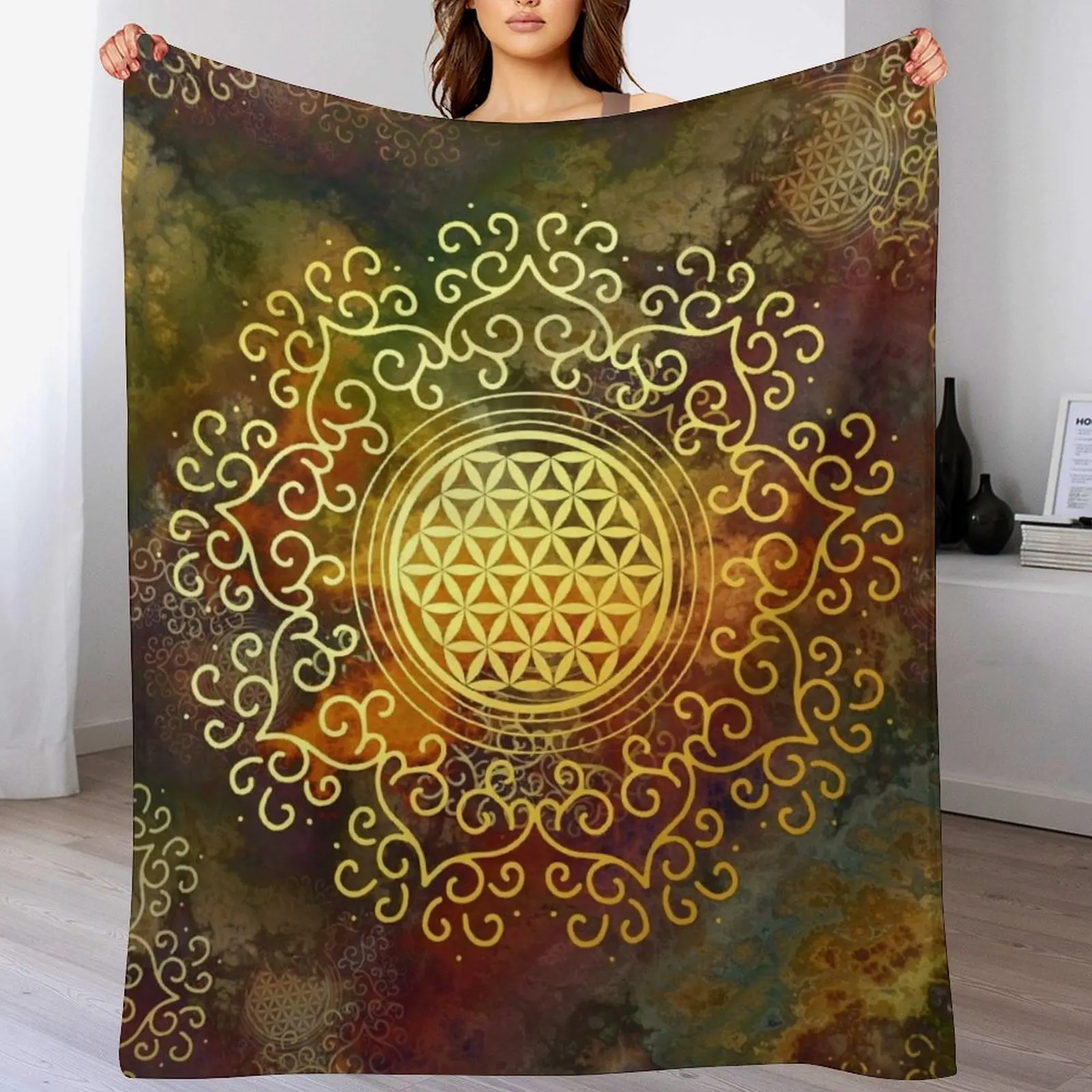 

Flower Of Life (Batik 1) Throw Blanket Stylish Decor Blanket Gift for Friends Roommate