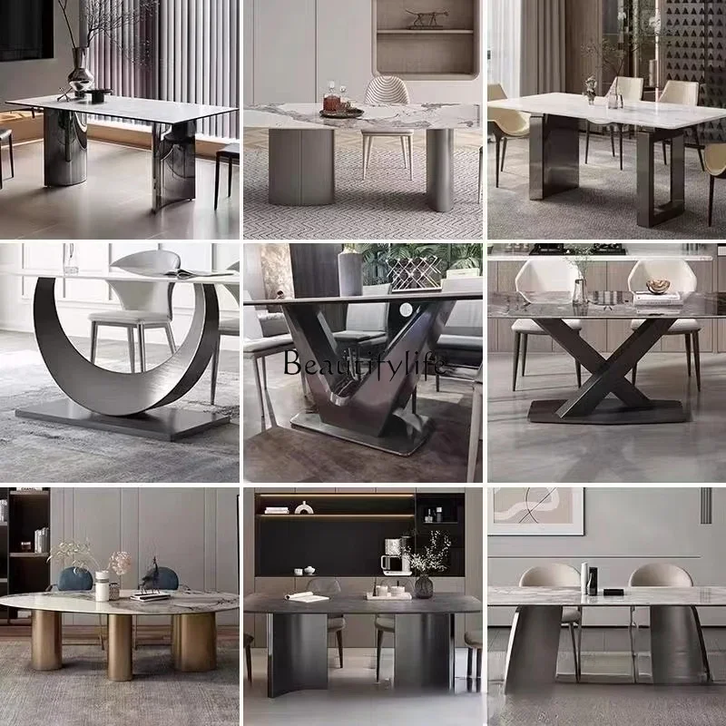 

Stainless steel dining table feet luxury stone round table shelf legs base marble frame bracket legs