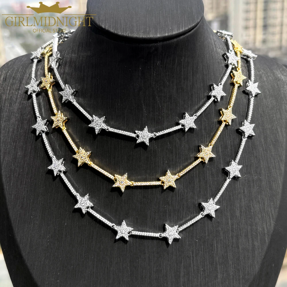 2025 Luxury Geometric Star Northstar Charm Tennis Chain Choker Necklace Full Micro Paved 5A Cubic Zirconia CZ Women Jewelry Gift