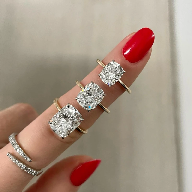 Customizable 14K 18K Gold Engagement Solitaire Ring 1CT 5CT Oval Cushion Cut VVS1 Moissanite/Lab Grown Diamond Engagement Ring