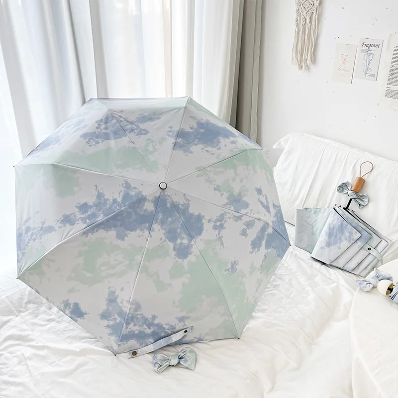 Dreifacher Sonnenschirm aus Vinyl, Sonnenschutz, manueller Klappschirm, Sonnenschutz, doppelter Verwendungszweck, UV-Schutz für Damen, klein