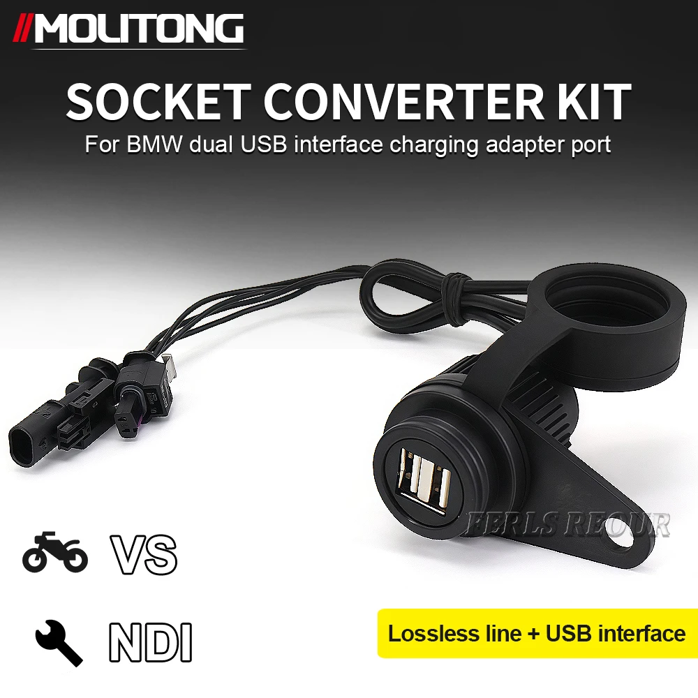 Motorcycle USB DC Outlet For BMW R1200GS R1250GS R1300GS Adventure F900GS R18 S1000RR R NineT Outlet Converter Kit USB Adapter