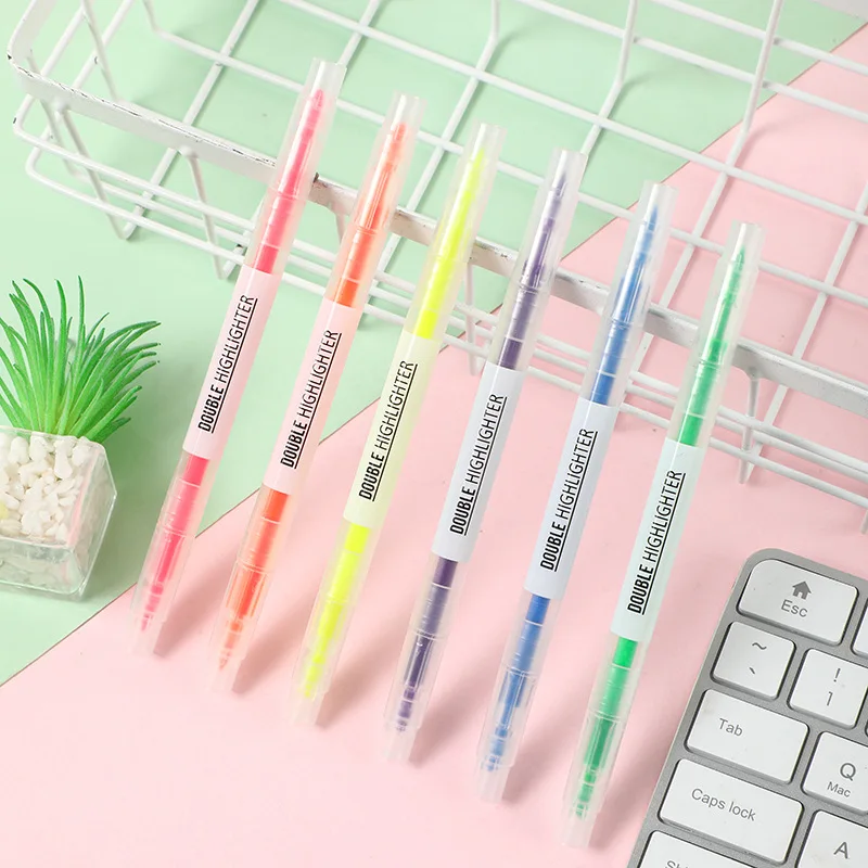 5-Color/Cute Cat Fluorescent Multi Section Styling Pen Art Drawing Brush Marking Pen Cartoon Color Stacking Marking Pen
