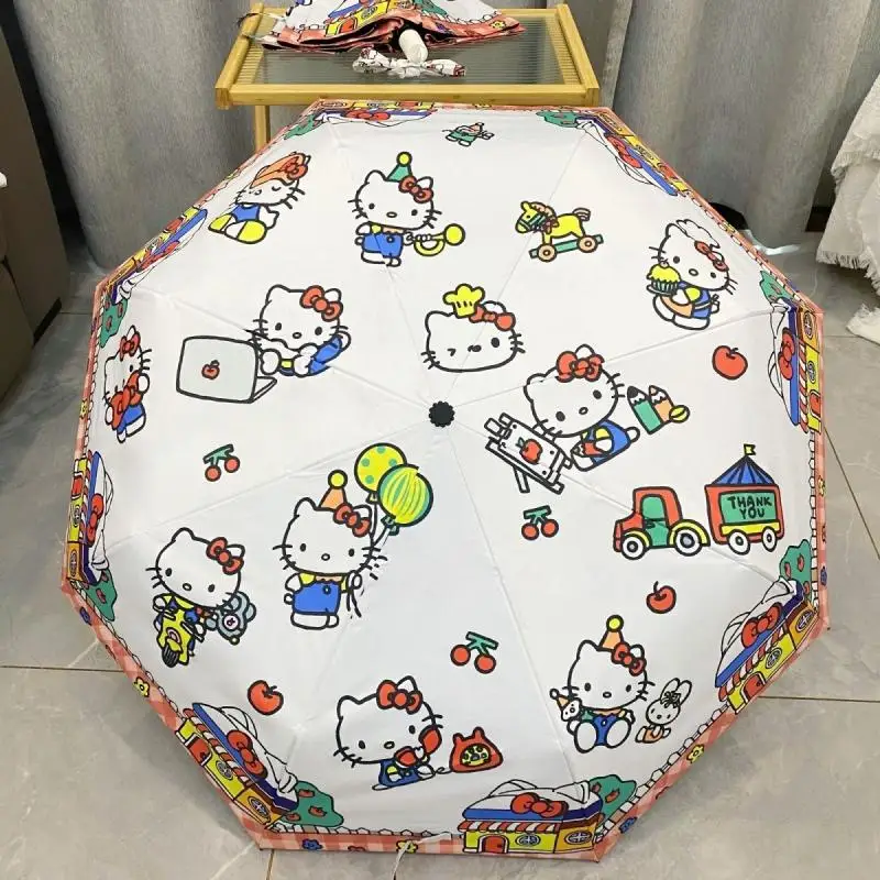 

Sanrio Automatic Umbrella Hello Kitty Manual Umbrella Cute Anime Cartoon Kawaii Parasol Girl Children Adult Outdoors Portable