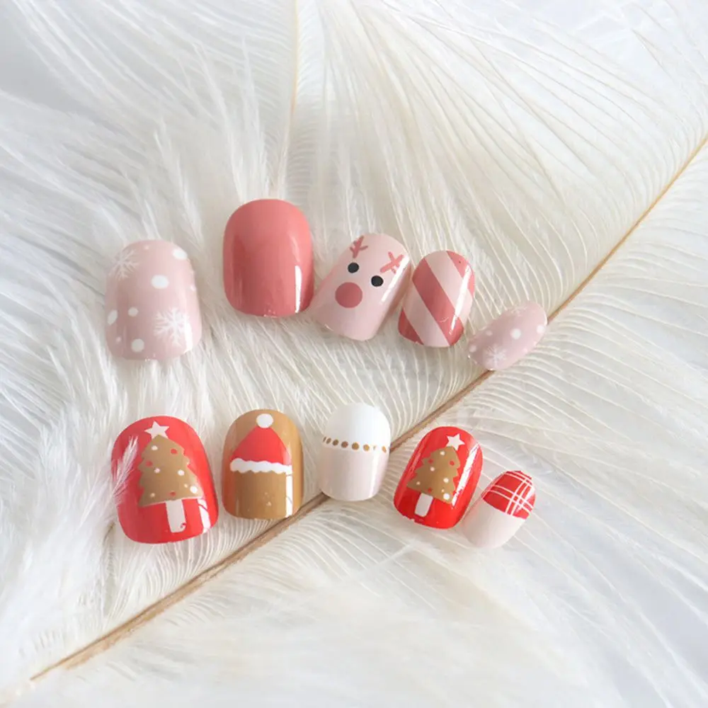 Cover False Nails Detachable Artificial Nail Tips DIY Nail Art Decoration Christmas False Nails Christmas Gifts Kids Fake Nails