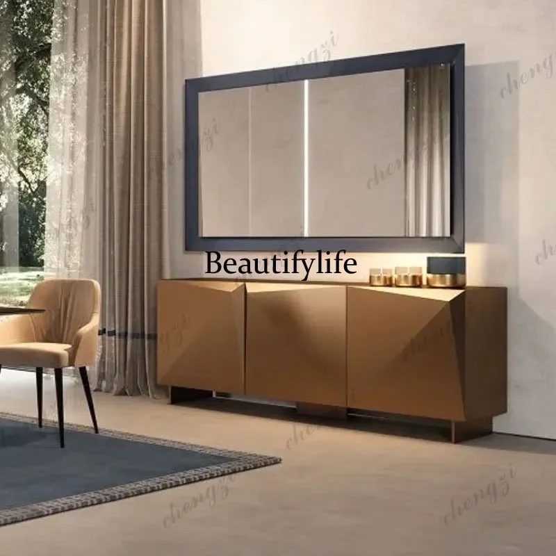 D132 Modern Entrance Deck Geometric Section Wooden Entrance Cabinet Floor-to-ceiling Locker Edge Cabinet