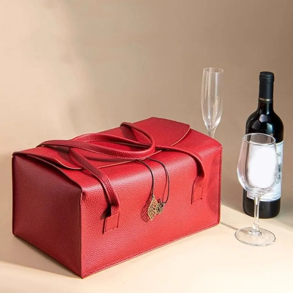 Fashion PU Gift Package Bag Empty with Pendant Handheld Packaging Box Large Capacity Gift Storage Box Wedding Favor
