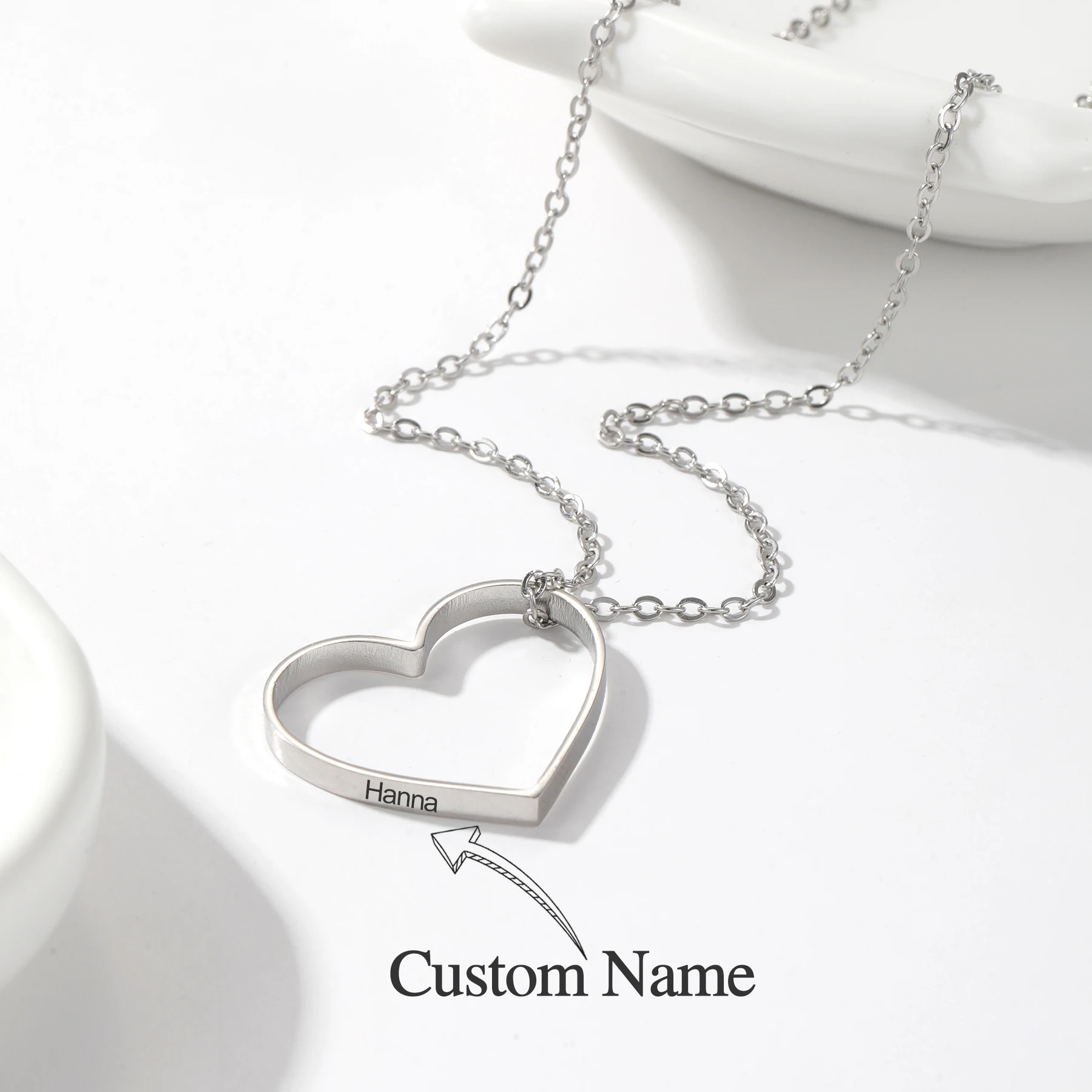 

Qitian Heart-Shaped Simple Trendy Style Hollow Pendant Necklace Long Necklace For Women Fashionable Party Pendant Gift Couple