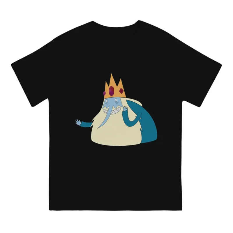 Vintage The Ice King T-Shirts Men Round Neck T Shirt Adventure Cartoon Time Short Sleeve Tee Shirt Graphic Clothes