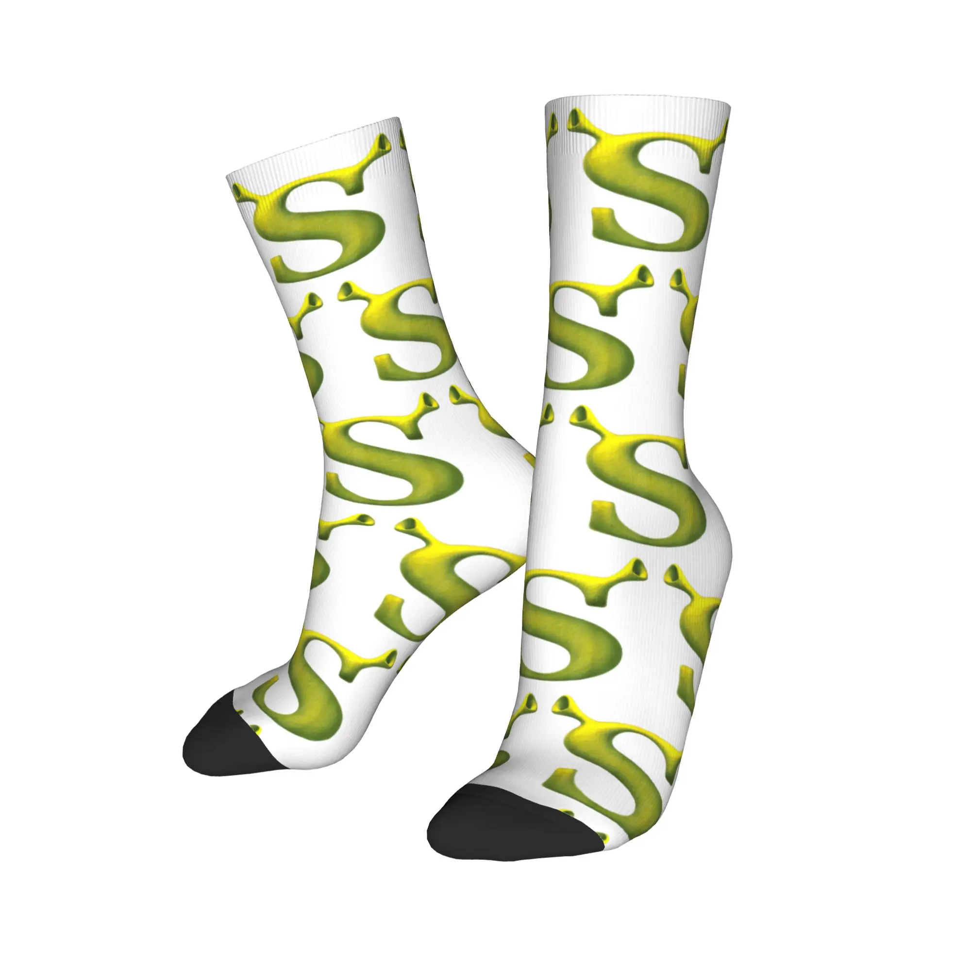 Autumn Winter Funny Men's Women's Shreks Initial Logo Poster Socks  Non-slip Skateboard Socks