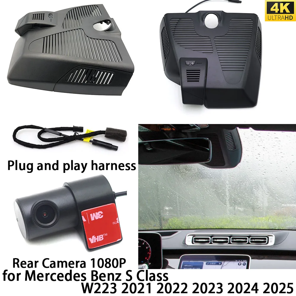 for Mercedes Benz S Class W223 2021-2025 4K DVR Dash Cam OEM Front Rear Camera Video Recorder Wifi 2160P Loop Recording