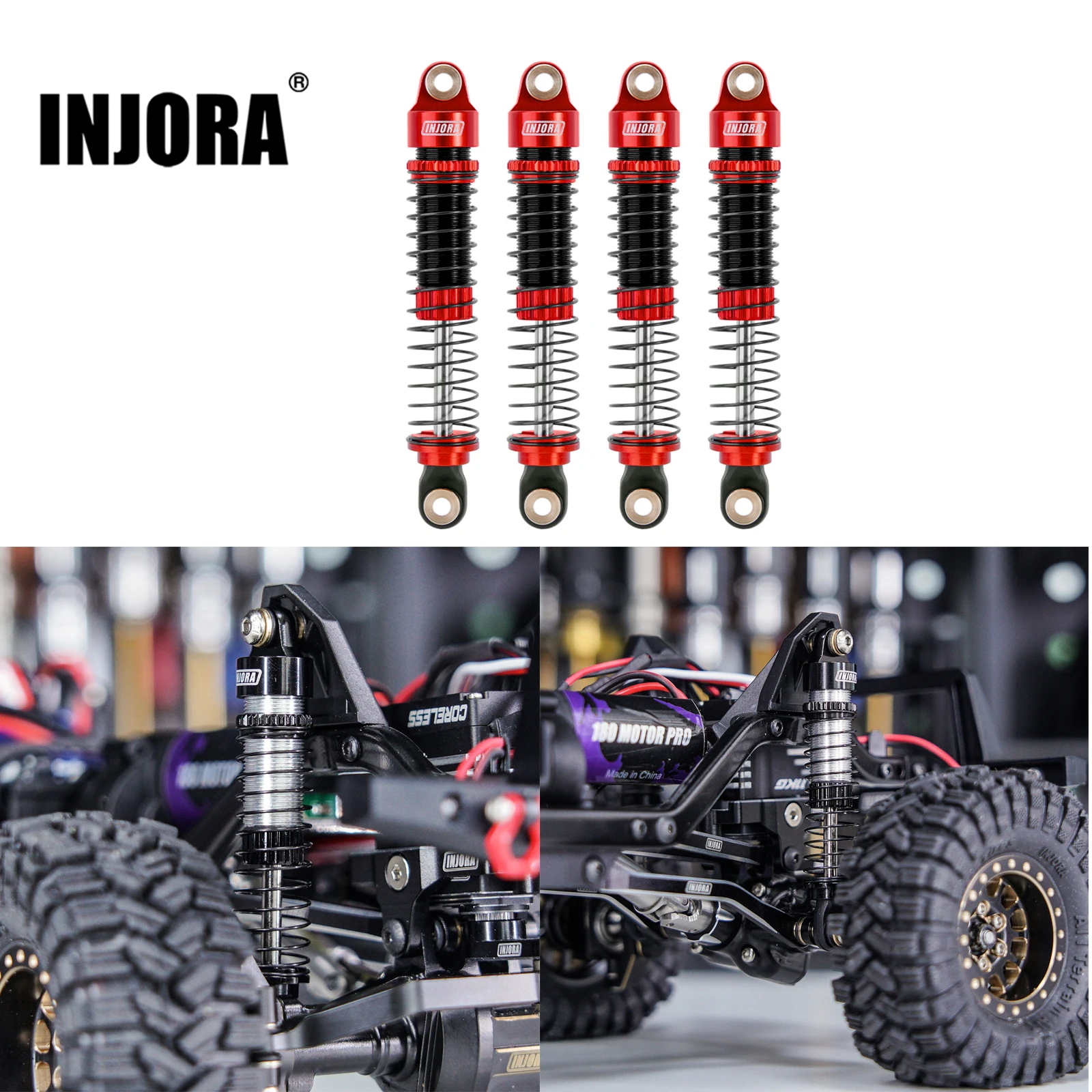 INJORA 59MM Long Threaded Shock Absorber Oil Damper for 1/18 RC Crawler TRX4M Upgrade (4M-42)