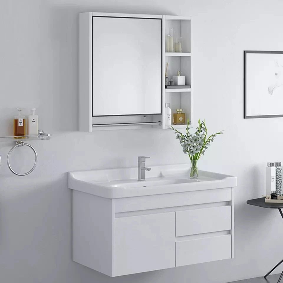 Modern bath Waterproof toilet Floating basin Sink Wash basin Solid wood bathroom Mirror Makeup cabinet Bathroom