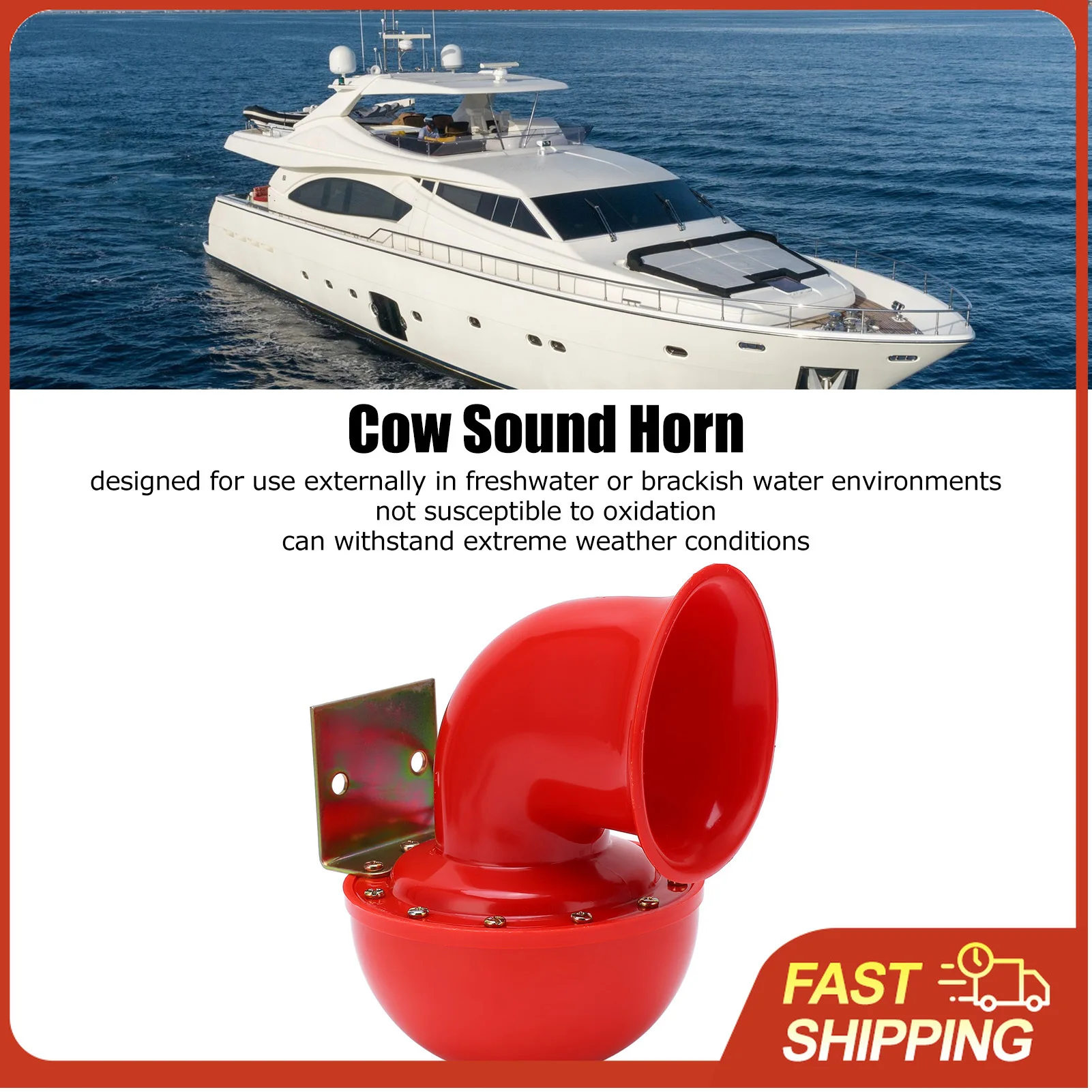 150dB Super Laute Autohupe 12V, Wasserdicht Rot für LKW Motorrad Wohnmobil Boot, Einfache Montage Verbessert die Fahrsicherheit